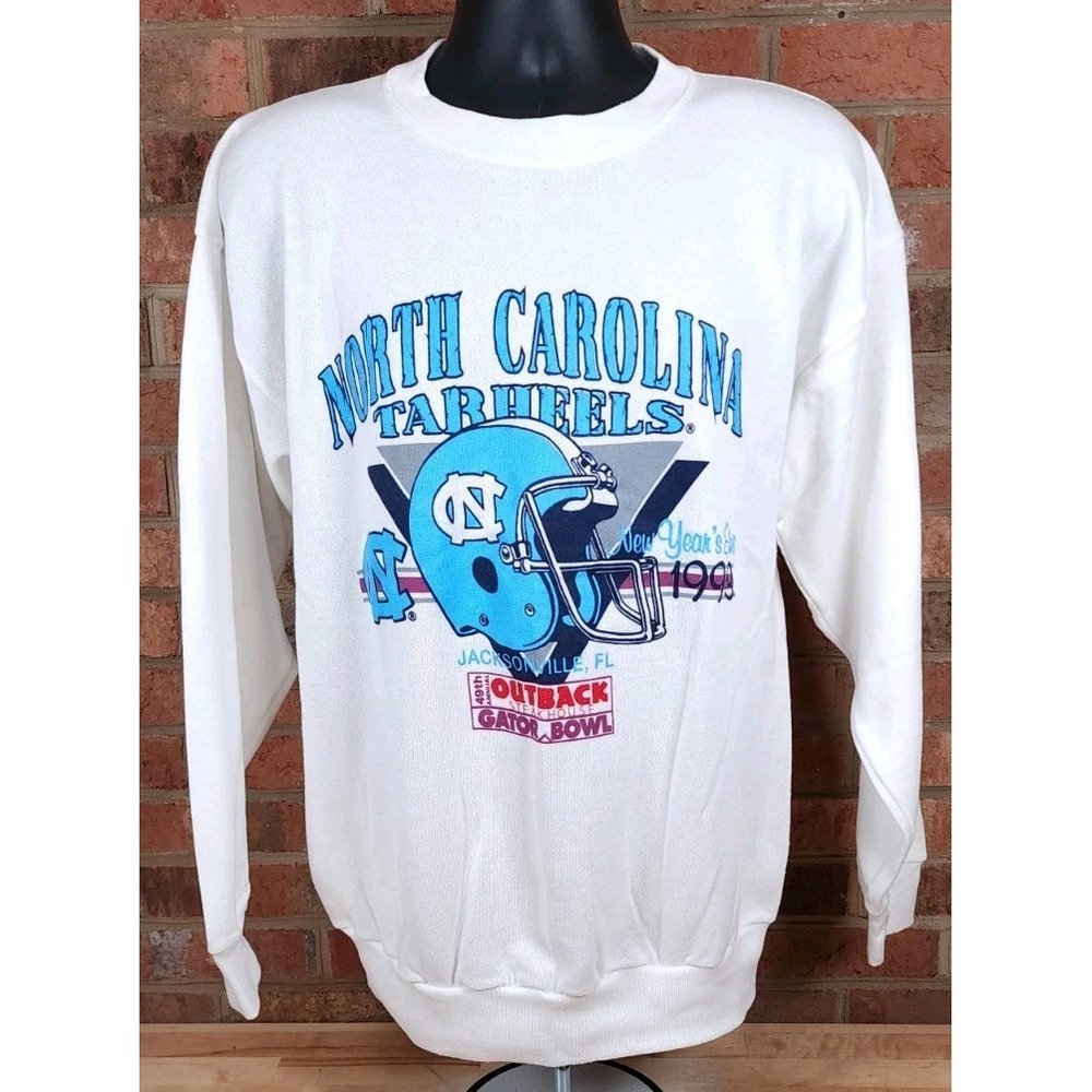 VTG 1993 Gator Bowl NCAA Football UNC Tar Heels Tultex White Crew Sweatshirt XL